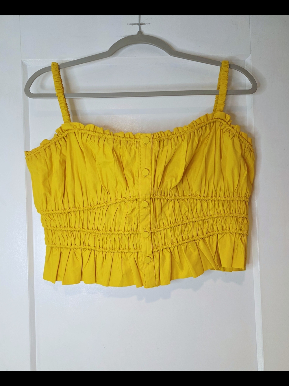 J. Crew Yellow Smocked Ruffle Crop Tank Top Medium